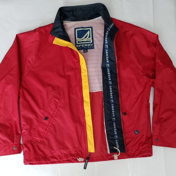 Men's Sperry Top Sider Vented Sailing Boating Wind Jacket Red Size Large L - Picture 3 of 10